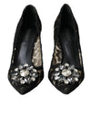 Dolce & Gabbana Black Taormina Lace Crystal Heel Pumps Shoes