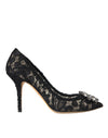 Dolce & Gabbana Black Taormina Lace Crystal Heel Pumps Shoes