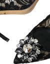 Dolce & Gabbana Black Taormina Lace Crystal Heel Pumps Shoes