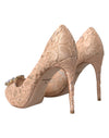 Dolce & Gabbana Beige Taormina Lace Crystal Heels Pumps Shoes