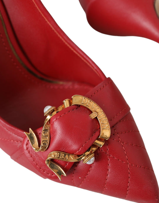 Dolce & Gabbana Red Devotion Leather Heels Pumps Shoes