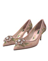 Dolce & Gabbana Pink Floral Crystal Bellucci Pumps Shoes