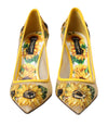 Dolce & Gabbana Yellow Sunflower Mesh Heels Pumps Shoes