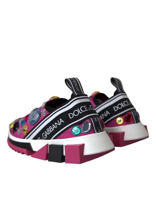 Dolce & Gabbana Pink Sorrento Crystals Sneakers Shoes