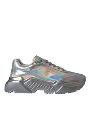 Dolce & Gabbana Silver Iridescent DAYMASTER Leather Sneakers Shoes - ACCEXO