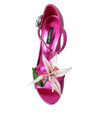 Dolce & Gabbana Fuchsia Flower Crystals Heels Sandals Shoes