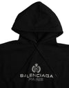 Balenciaga Black Cotton Logo Hooded Pullover Sweatshirt Sweater