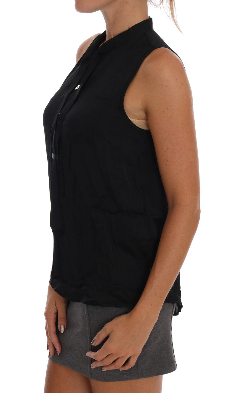 Versace Jeans Chic Sleeveless Black Shirt Blouse