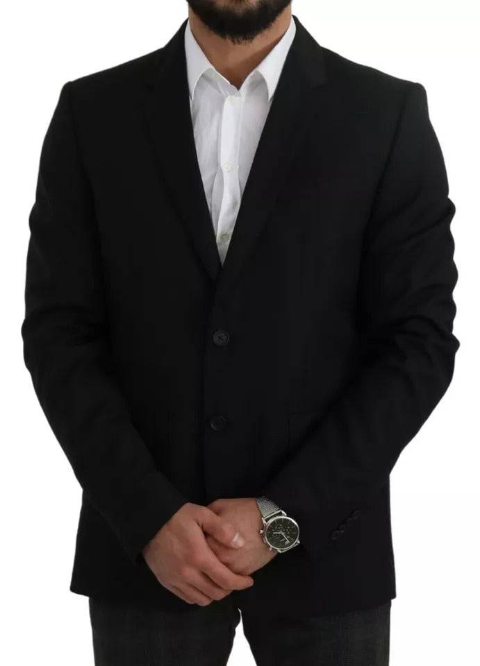 Dolce & Gabbana Black Wool Slim Fit Notch Jacket Blazer - ACCEXO