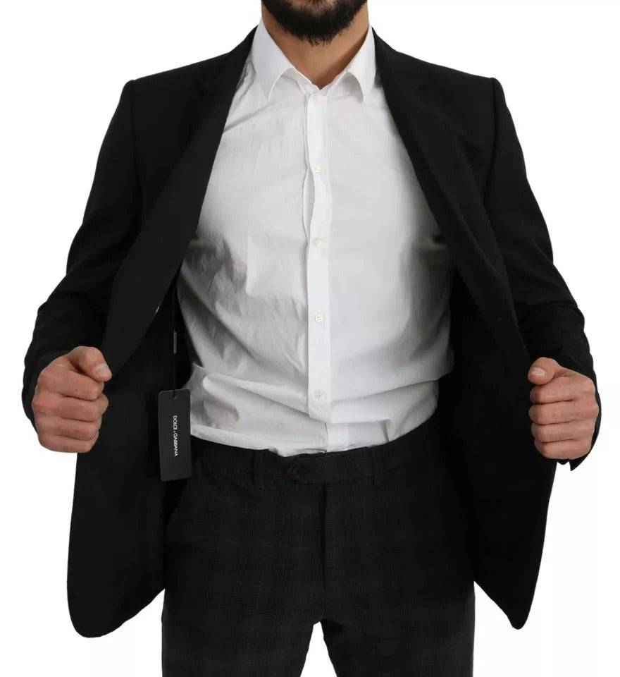 Dolce & Gabbana Black Wool Slim Fit Notch Jacket Blazer - ACCEXO
