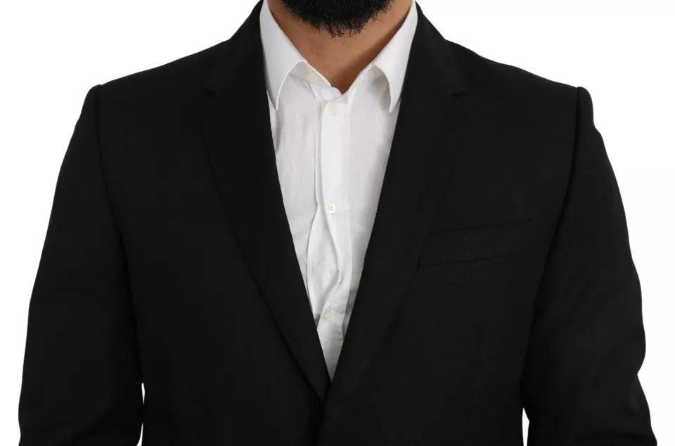 Dolce & Gabbana Black Wool Slim Fit Notch Jacket Blazer - ACCEXO