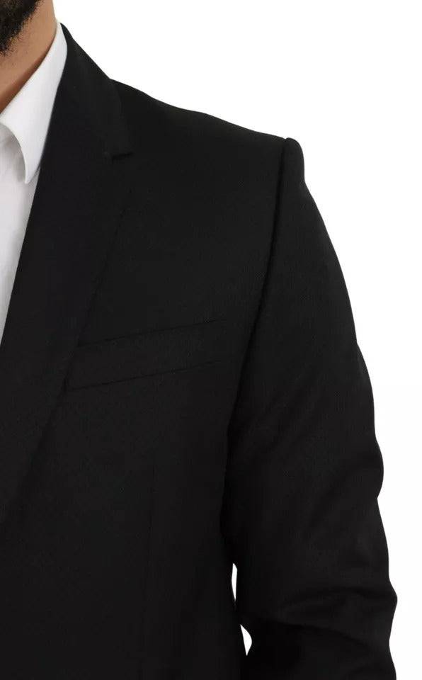 Dolce & Gabbana Black Wool Slim Fit Notch Jacket Blazer - ACCEXO