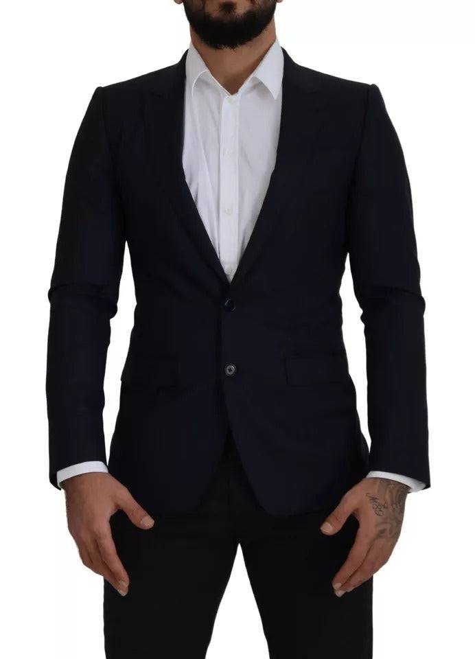 Dolce & Gabbana Blue Wool Single Breasted Coat Men Blazer - ACCEXO
