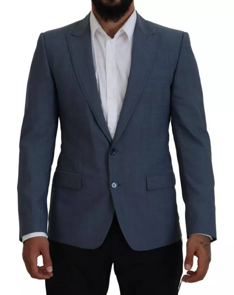 Dolce & Gabbana Blue Wool Stretch Slim Fit Jacket Blazer - ACCEXO