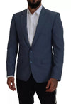 Dolce & Gabbana Blue Wool Stretch Slim Fit Jacket Blazer