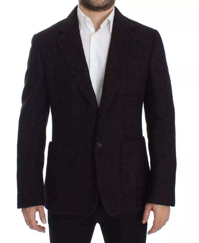 Dolce & Gabbana Bordeaux Alpaca Two Button Jacket Blazer - ACCEXO