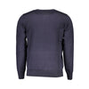 U.S. Grand Polo Equestrian Chic Blue Long-Sleeved Crew-Neck Sweater