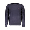 U.S. Grand Polo Equestrian Chic Blue Long-Sleeved Crew-Neck Sweater