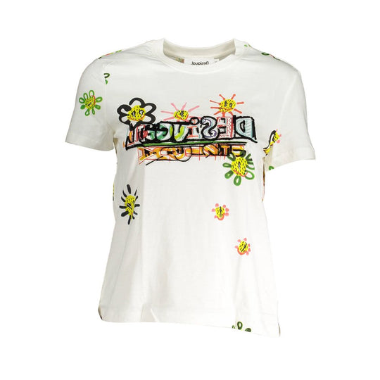 Desigual White Cotton Women T-Shirt - XXL