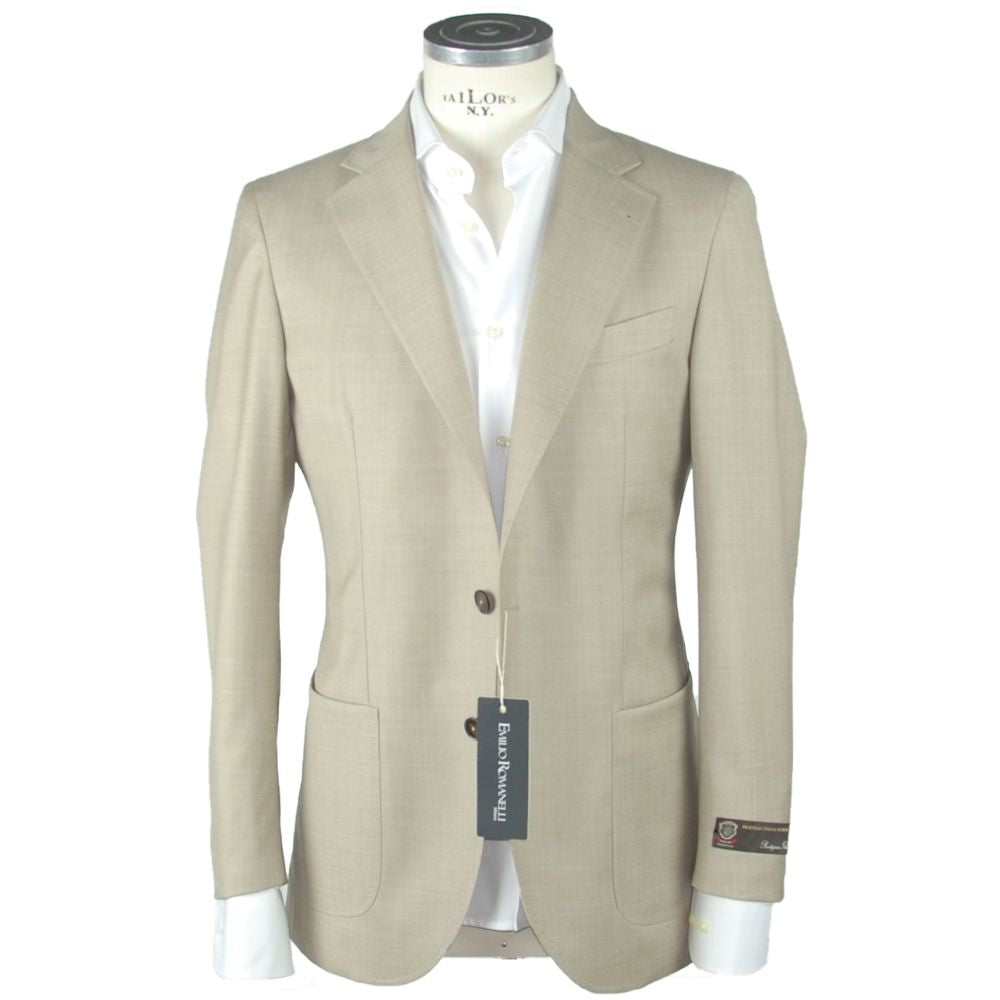 Emilio Romanelli Beige Wool Men's Blazer - ACCEXO