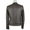 Emilio Romanelli Elegant Brown Leather Zip Jacket