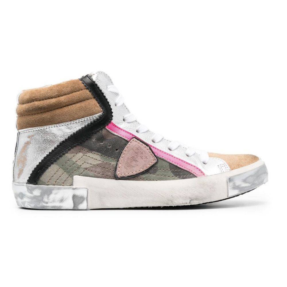 Philippe Model Army Green High-Top Sneakers with Leather Accents - EU40/US10
