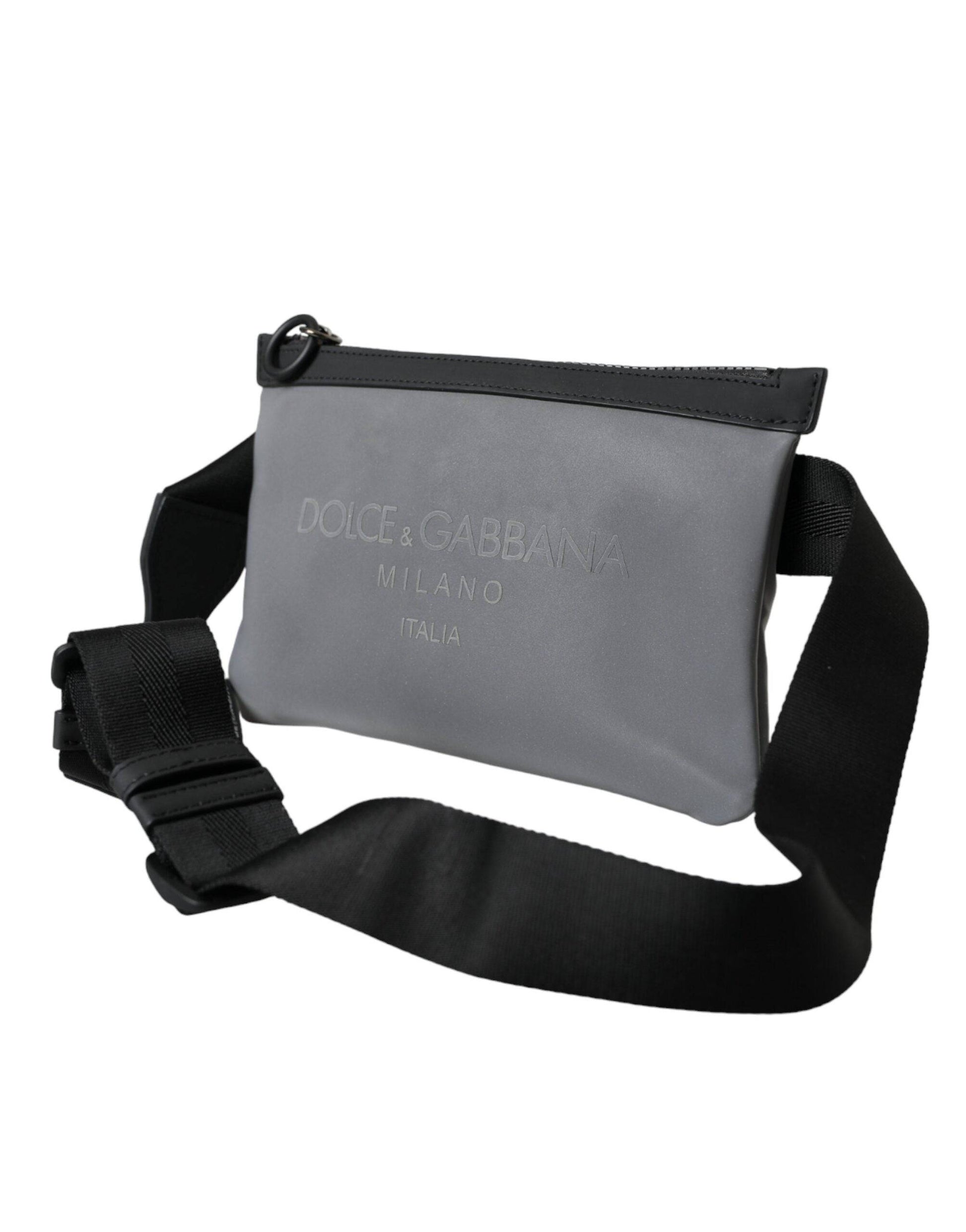 Dolce & Gabbana Gray Neoprene Logo Zip Waist Fanny Pack Belt Pouch Bag - ACCEXO