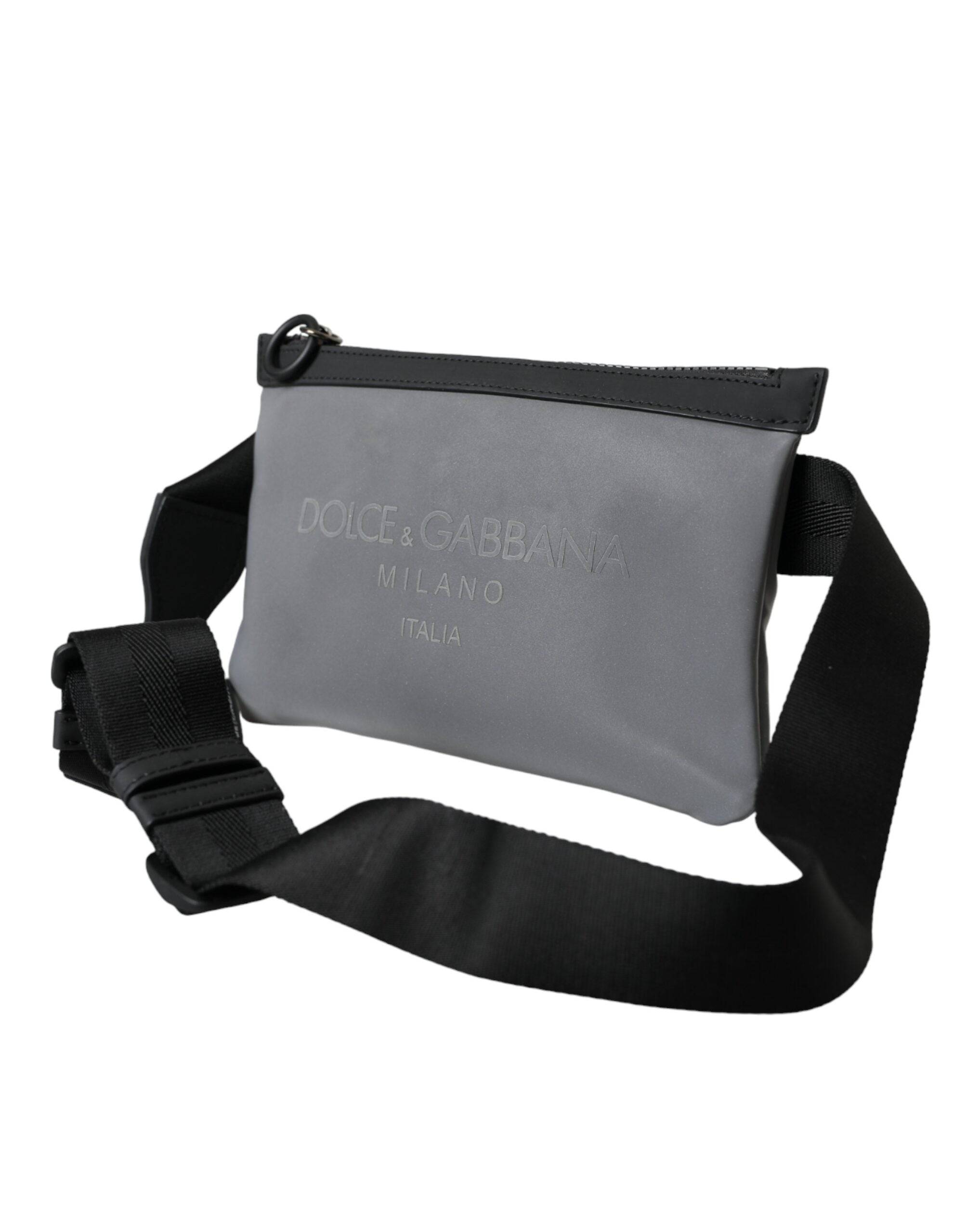Dolce & Gabbana Gray Neoprene Logo Zip Waist Fanny Pack Belt Pouch Bag - ACCEXO