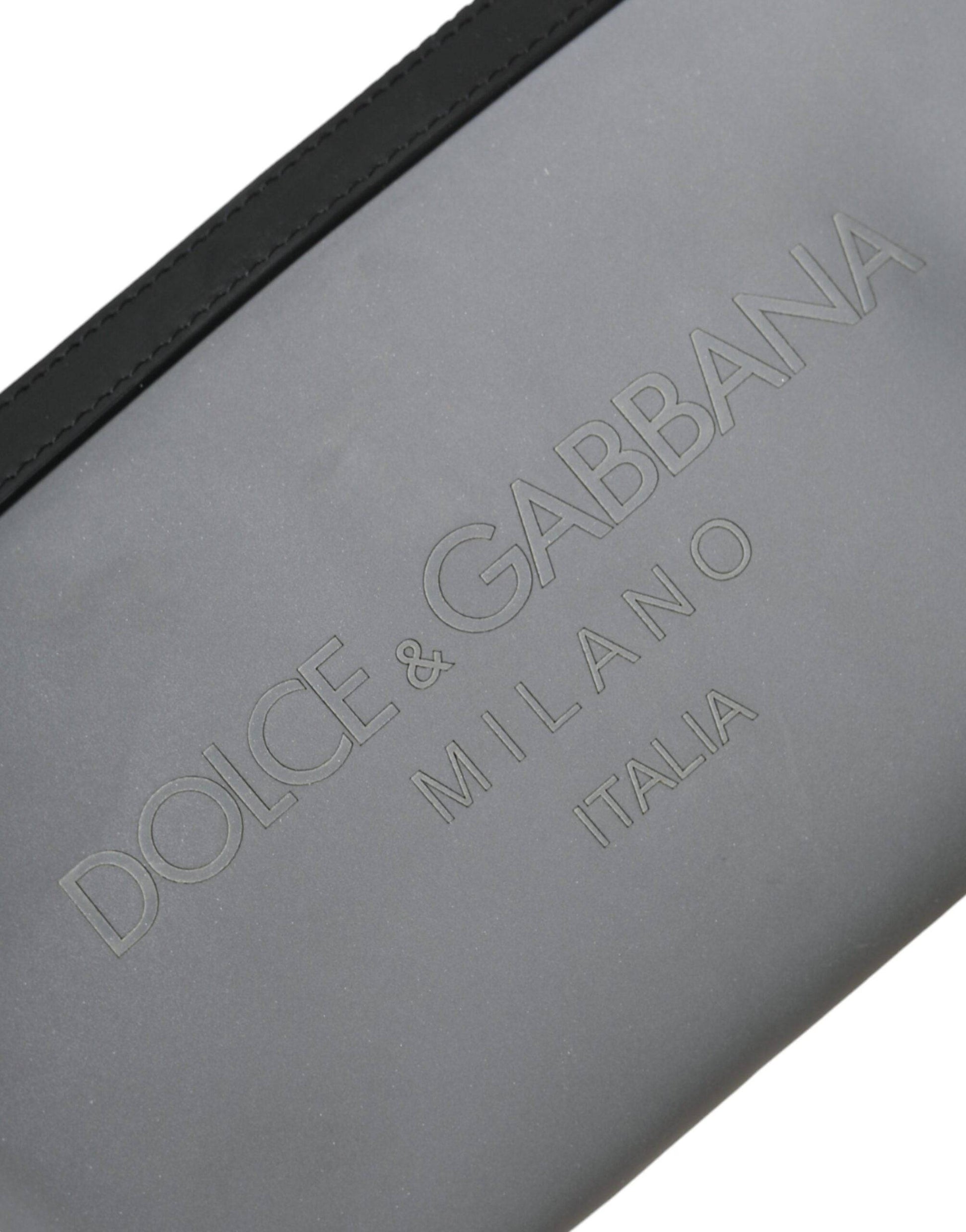Dolce & Gabbana Gray Neoprene Logo Zip Waist Fanny Pack Belt Pouch Bag - ACCEXO