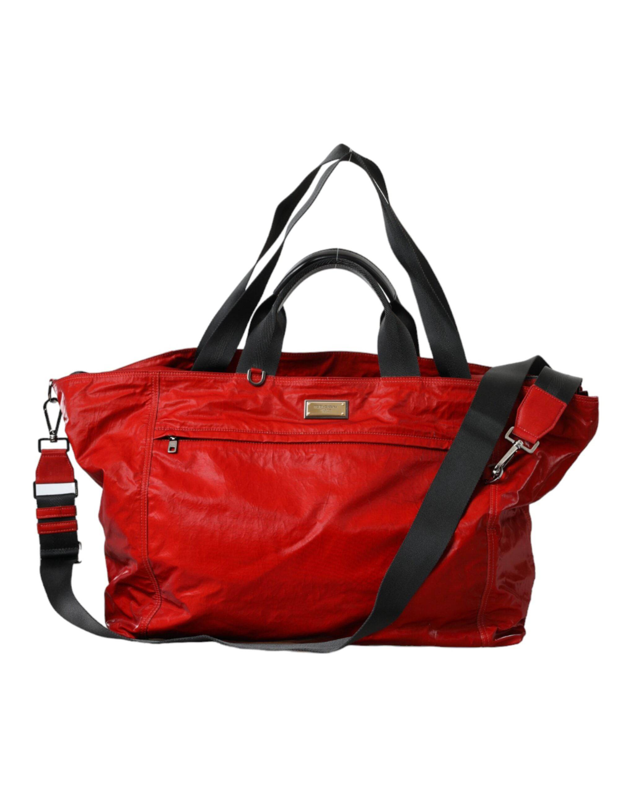 Dolce & Gabbana Red Nylon Calfskin Hand Shoulder Duffel Bag - ACCEXO