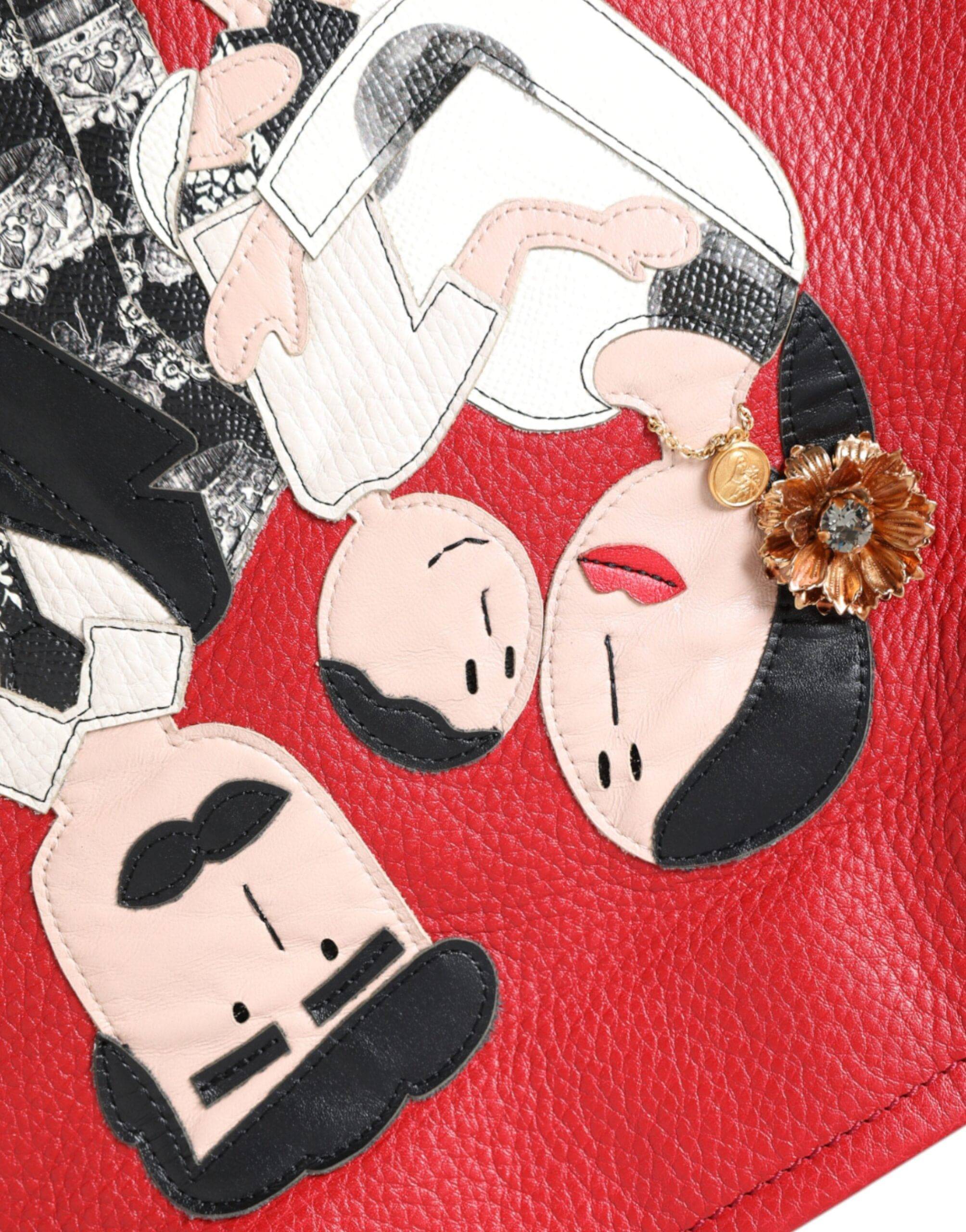Dolce & Gabbana Red Leather #DGFamily Patch Shopping Tote Bag - ACCEXO