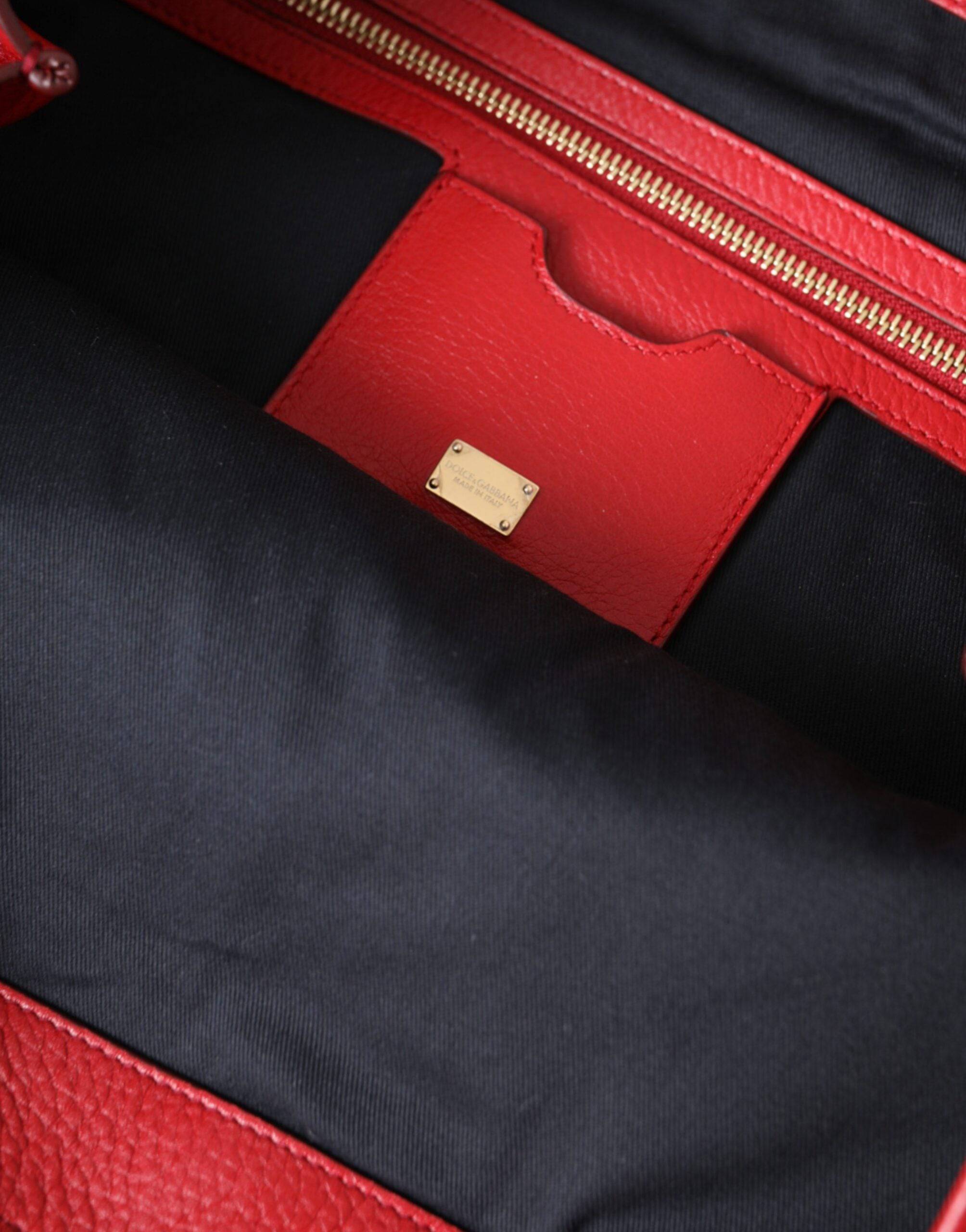 Dolce & Gabbana Red Leather #DGFamily Patch Shopping Tote Bag - ACCEXO