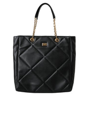 Dolce & Gabbana Black Leather JUNGLE Quilted Shopping Tote Bag - ACCEXO