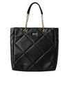 Dolce & Gabbana Black Leather JUNGLE Quilted Shopping Tote Bag