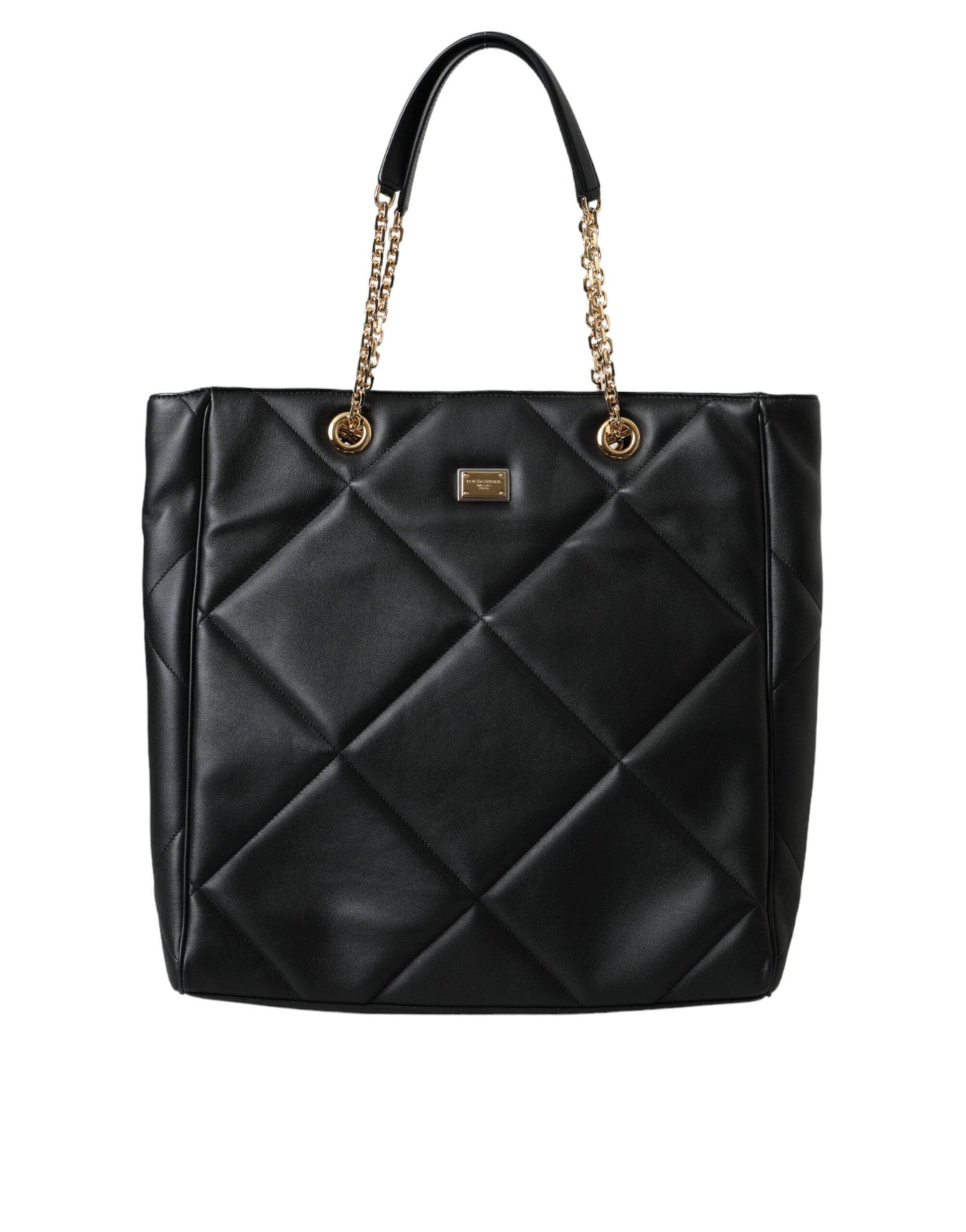 Dolce & Gabbana Black Leather JUNGLE Quilted Shopping Tote Bag - ACCEXO