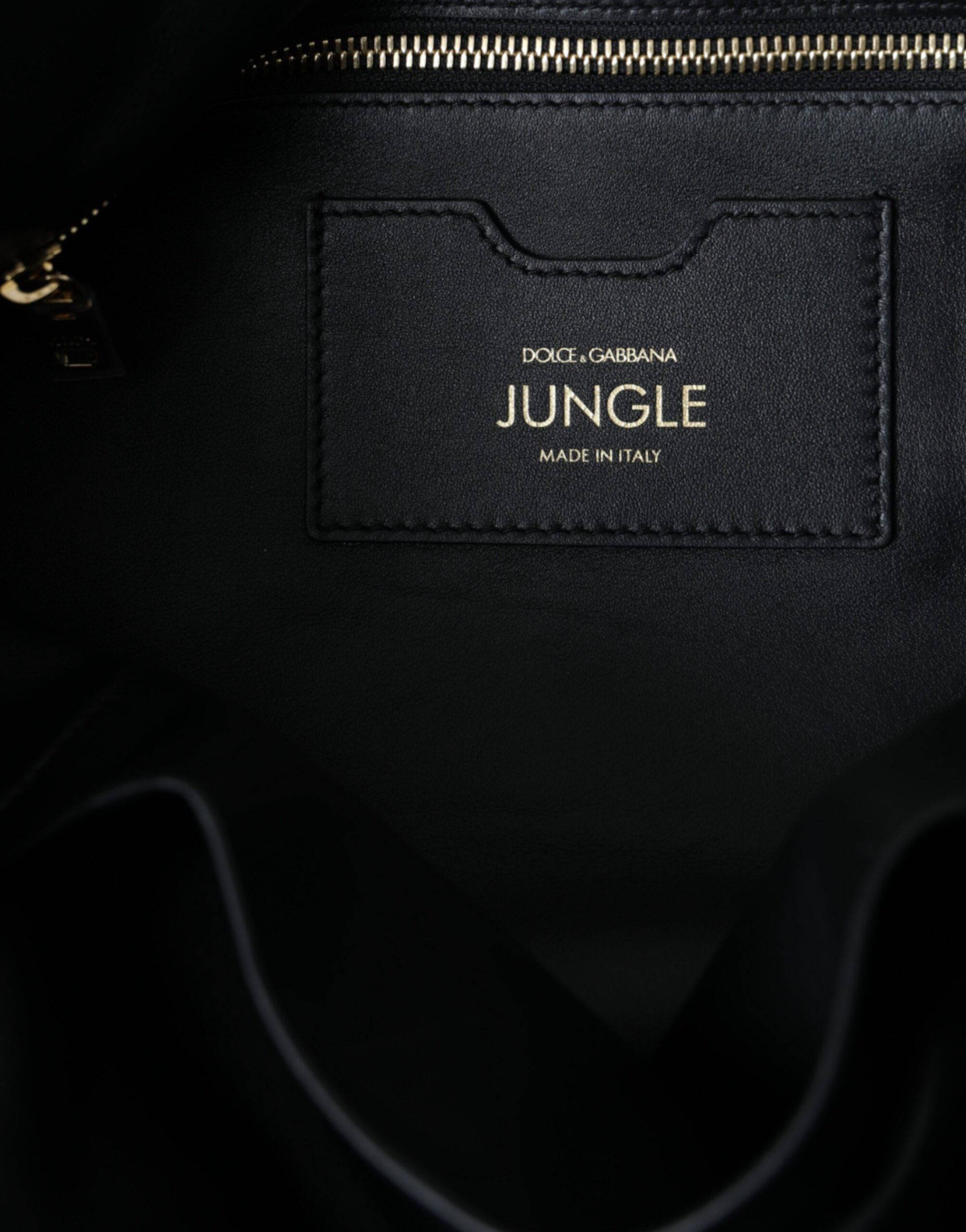 Dolce & Gabbana Black Leather JUNGLE Quilted Shopping Tote Bag - ACCEXO