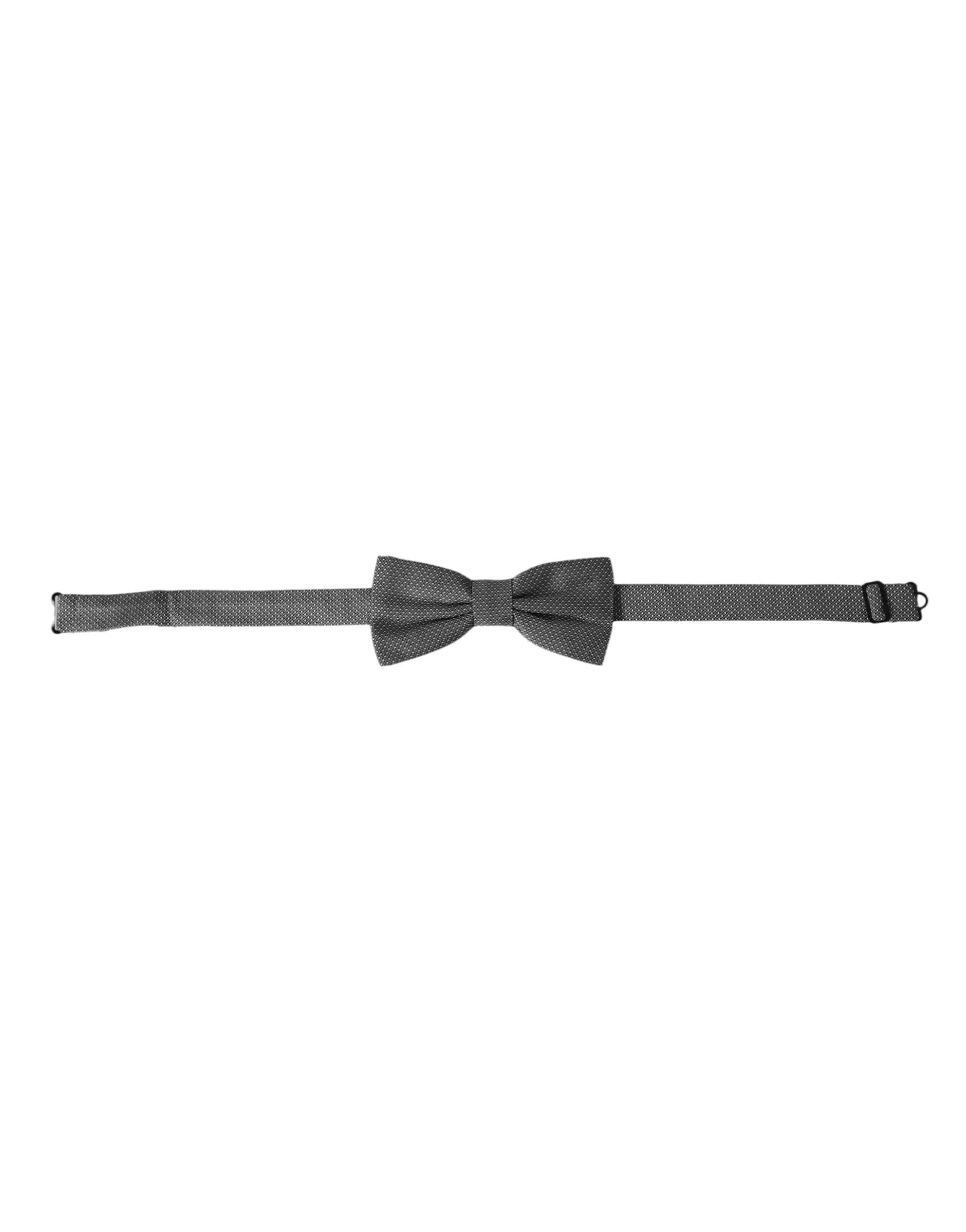 Dolce & Gabbana Gray Silk Patterned Adjustable Neck Men Papillon Bow Tie - ACCEXO