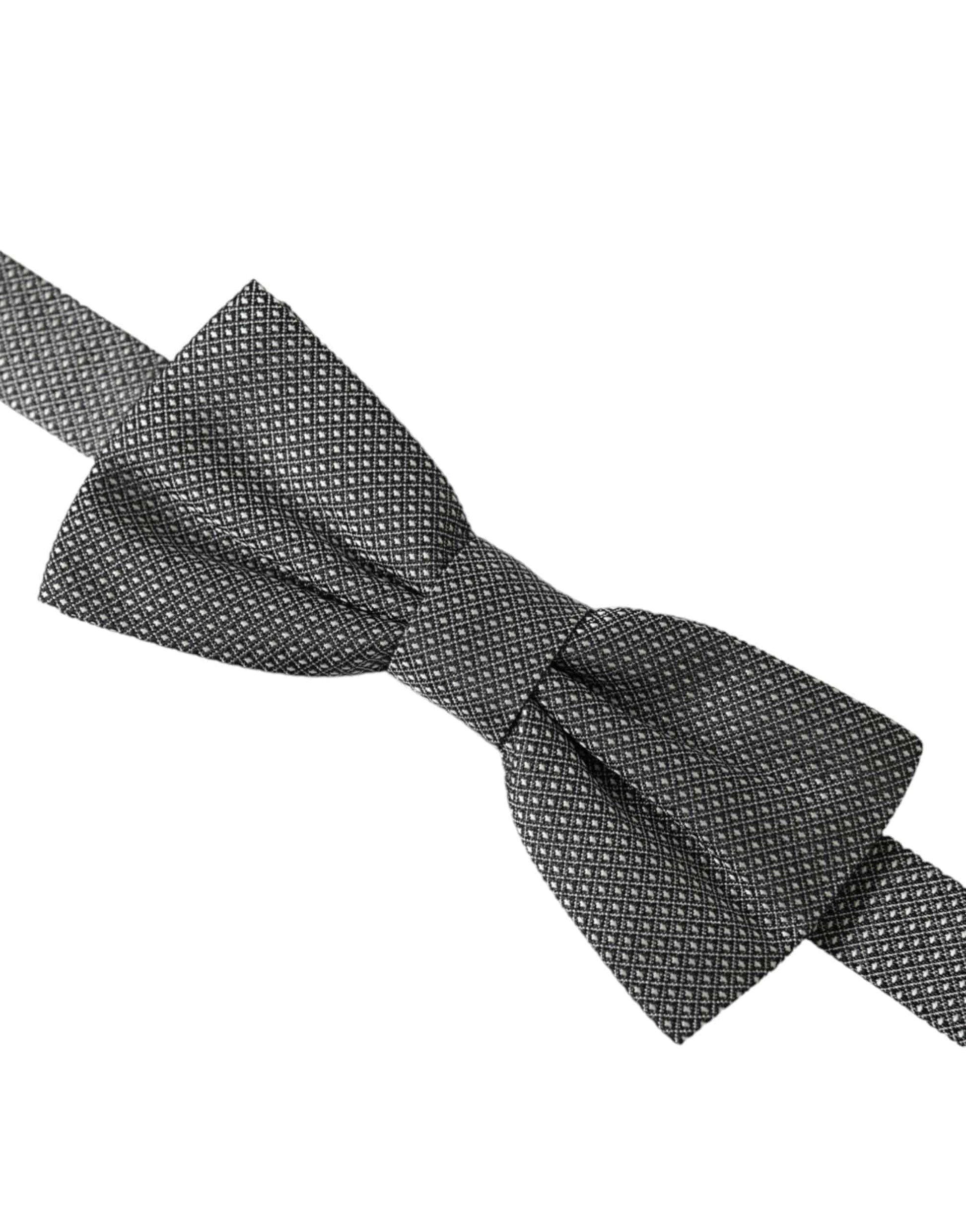 Dolce & Gabbana Gray Silk Patterned Adjustable Neck Men Papillon Bow Tie - ACCEXO