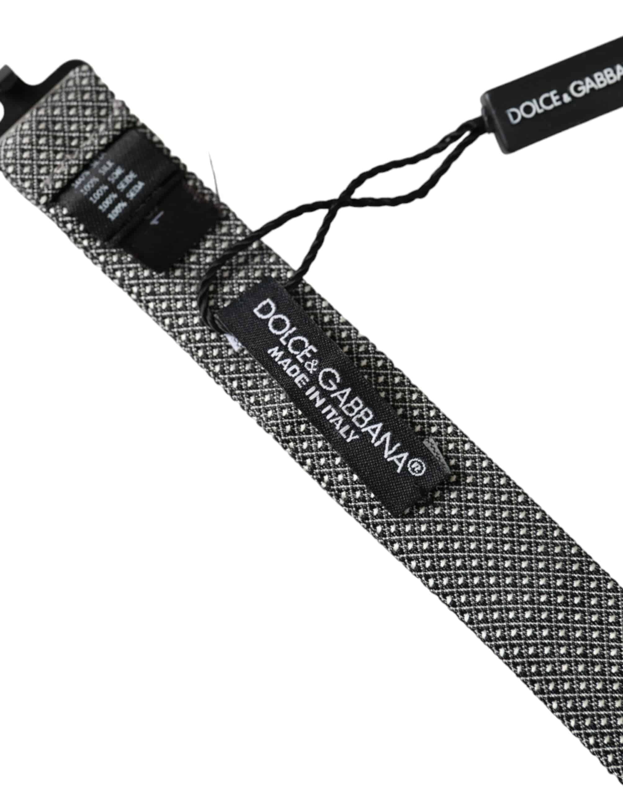 Dolce & Gabbana Gray Silk Patterned Adjustable Neck Men Papillon Bow Tie - ACCEXO