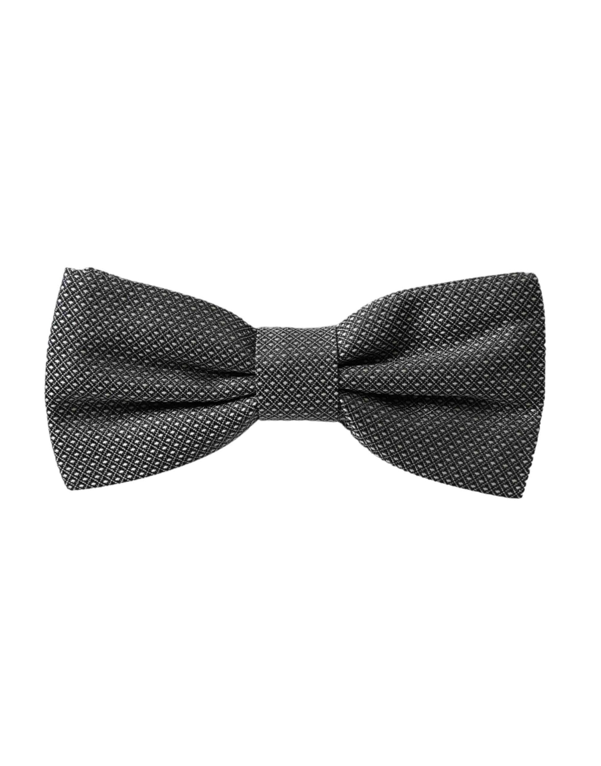 Dolce & Gabbana Gray Silk Patterned Adjustable Neck Men Papillon Bow Tie - ACCEXO