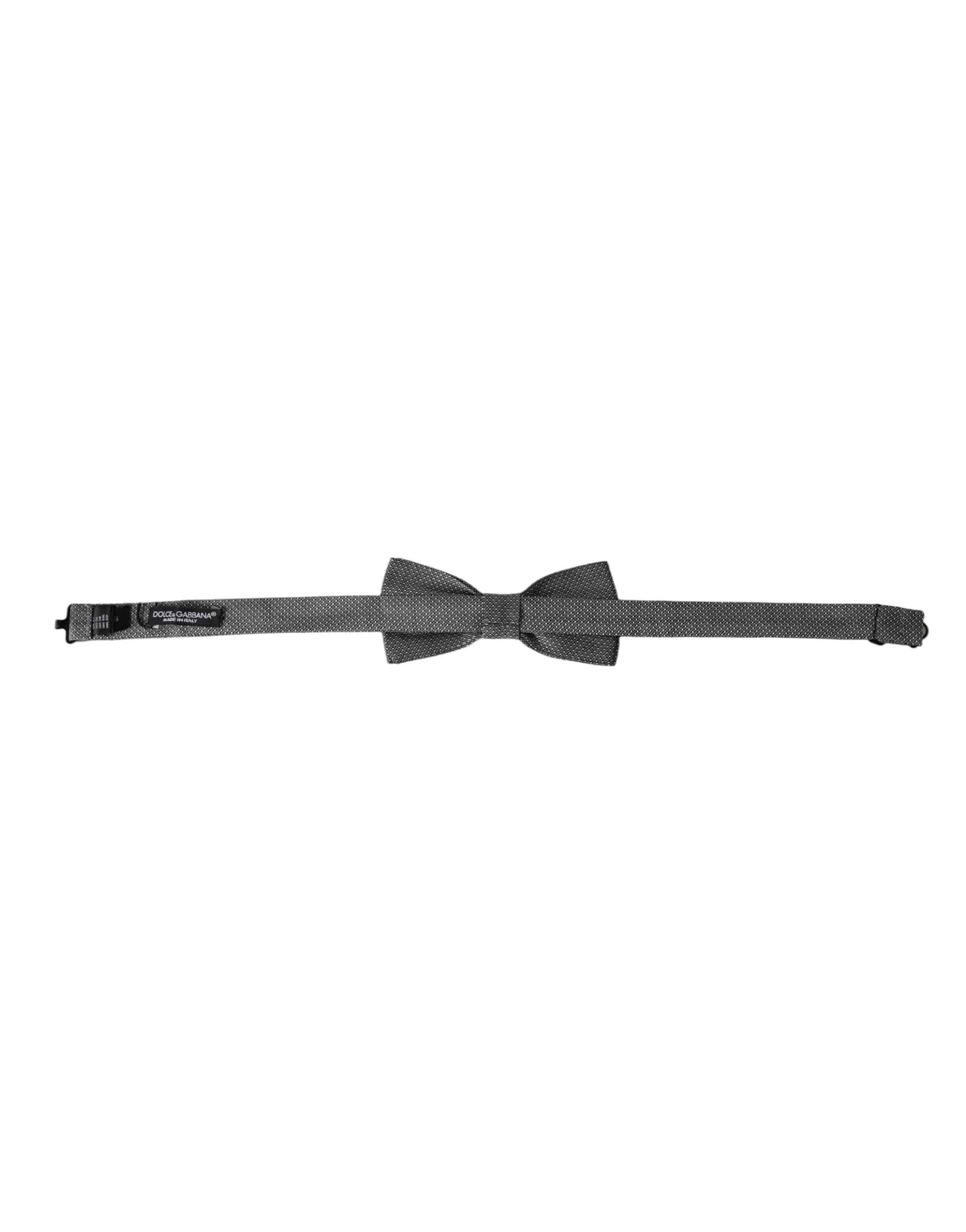 Dolce & Gabbana Gray Silk Patterned Adjustable Neck Men Papillon Bow Tie - ACCEXO