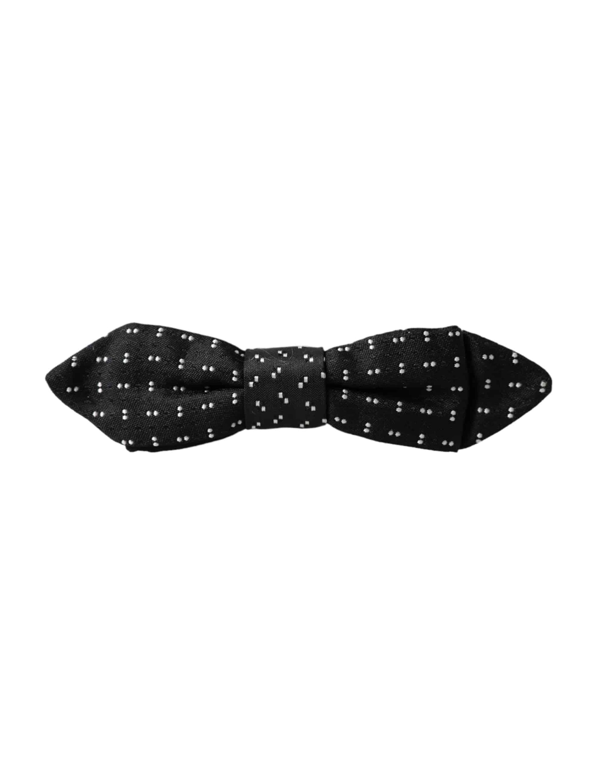 Dolce & Gabbana Black Silk Patterned Adjustable Neck Men Papillon Bow Tie - ACCEXO