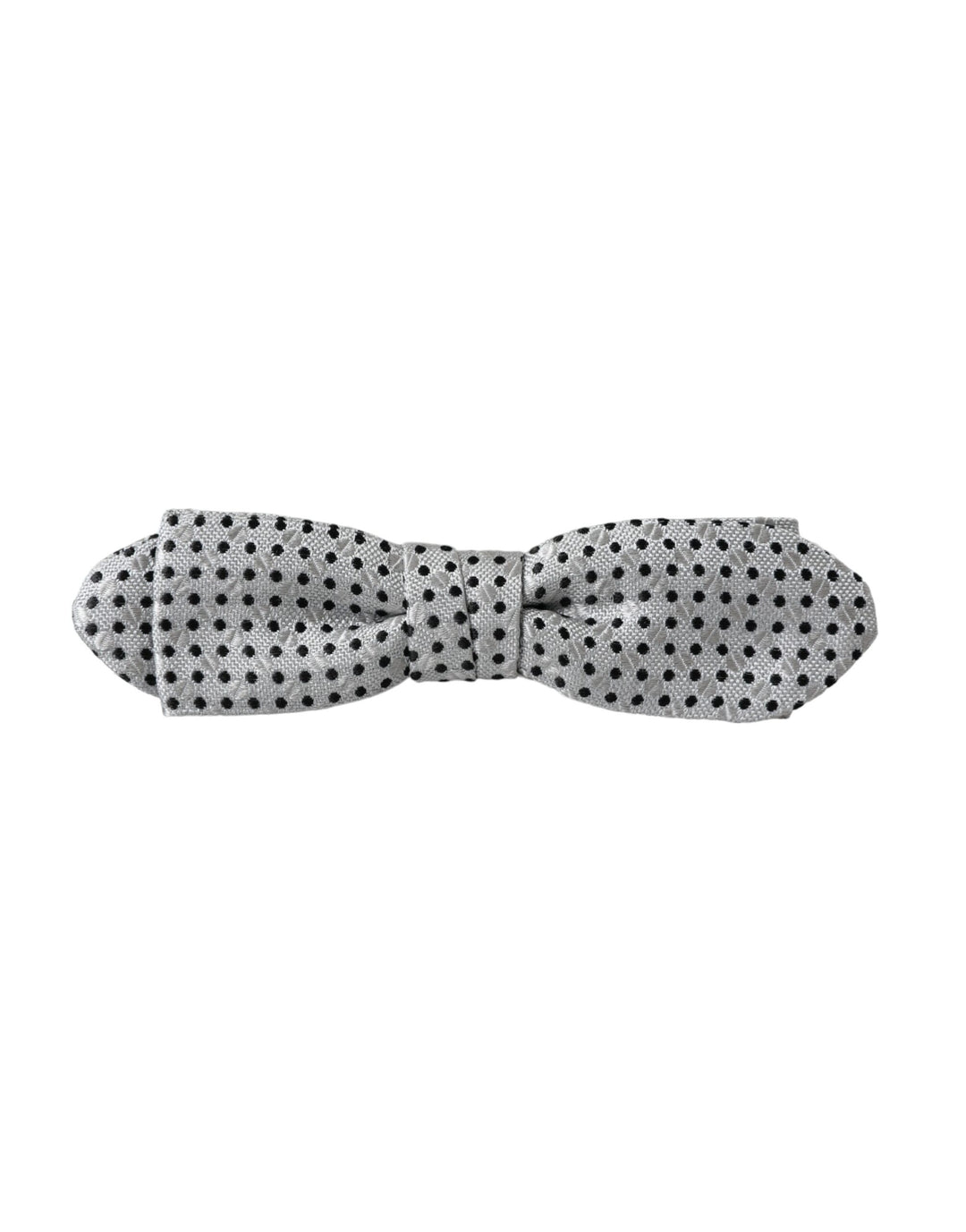 Dolce & Gabbana Gray Silk Polka Dot Adjustable Neck Men Papillon Bow Tie