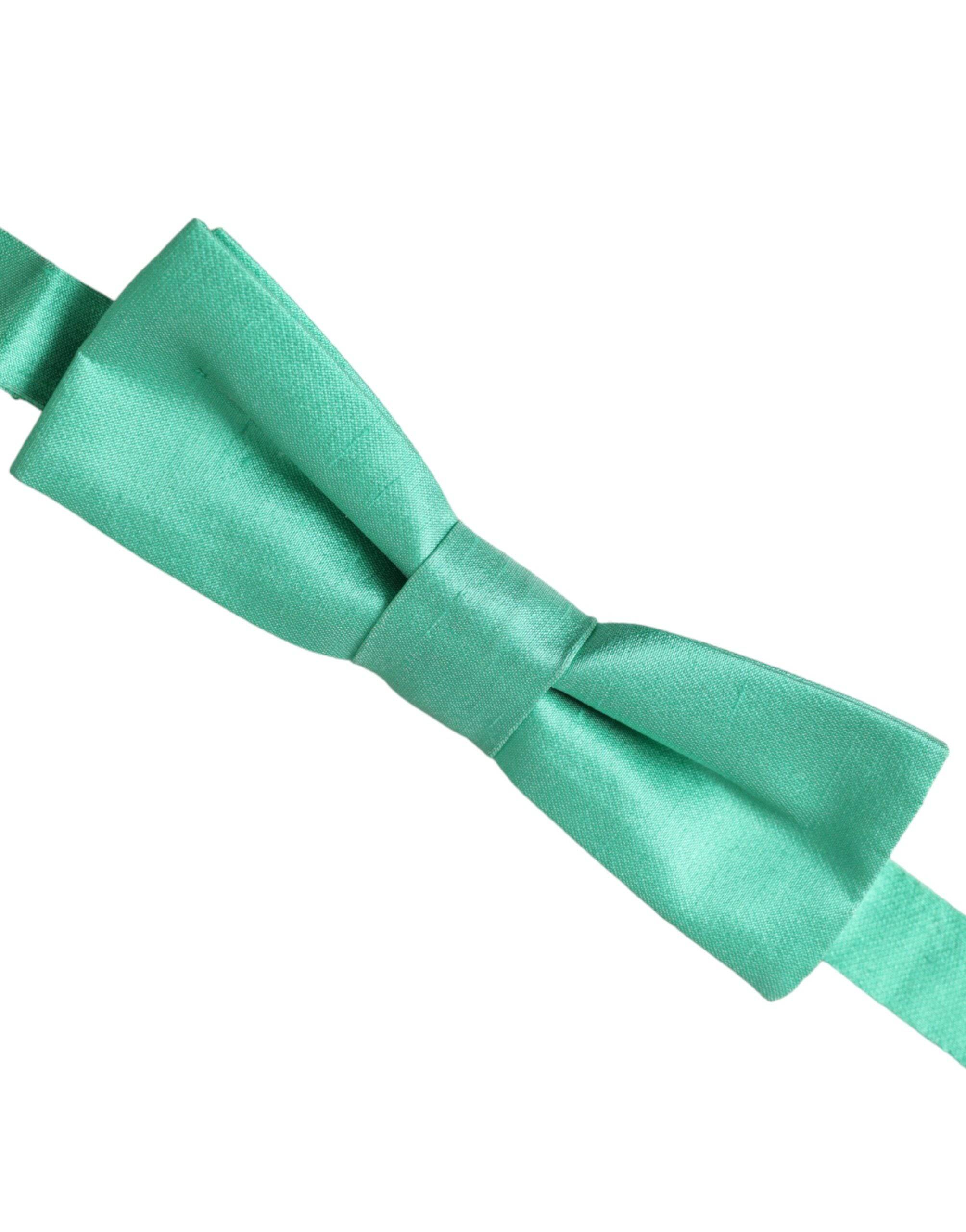 Dolce & Gabbana Mint Green Silk Adjustable Neck Men Bow Tie - ACCEXO