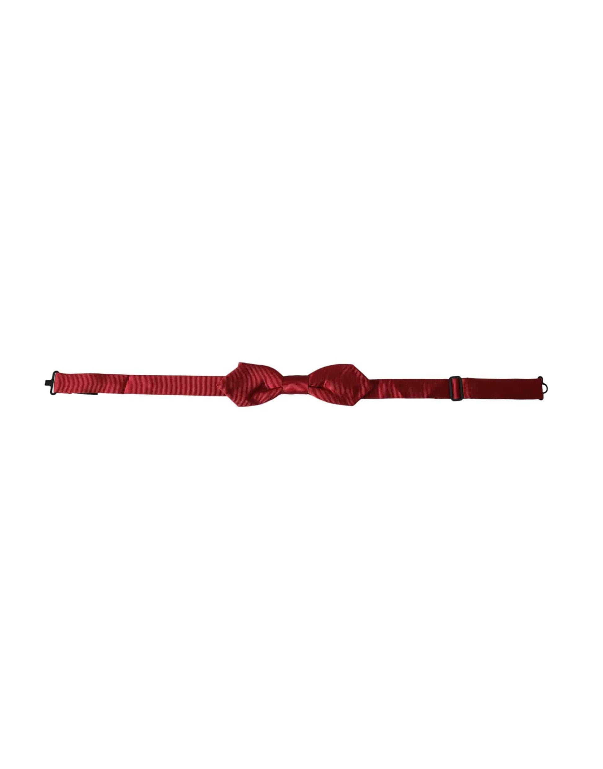 Dolce & Gabbana Red Silk Jacquard Adjustable Neck Men Bow Tie - ACCEXO