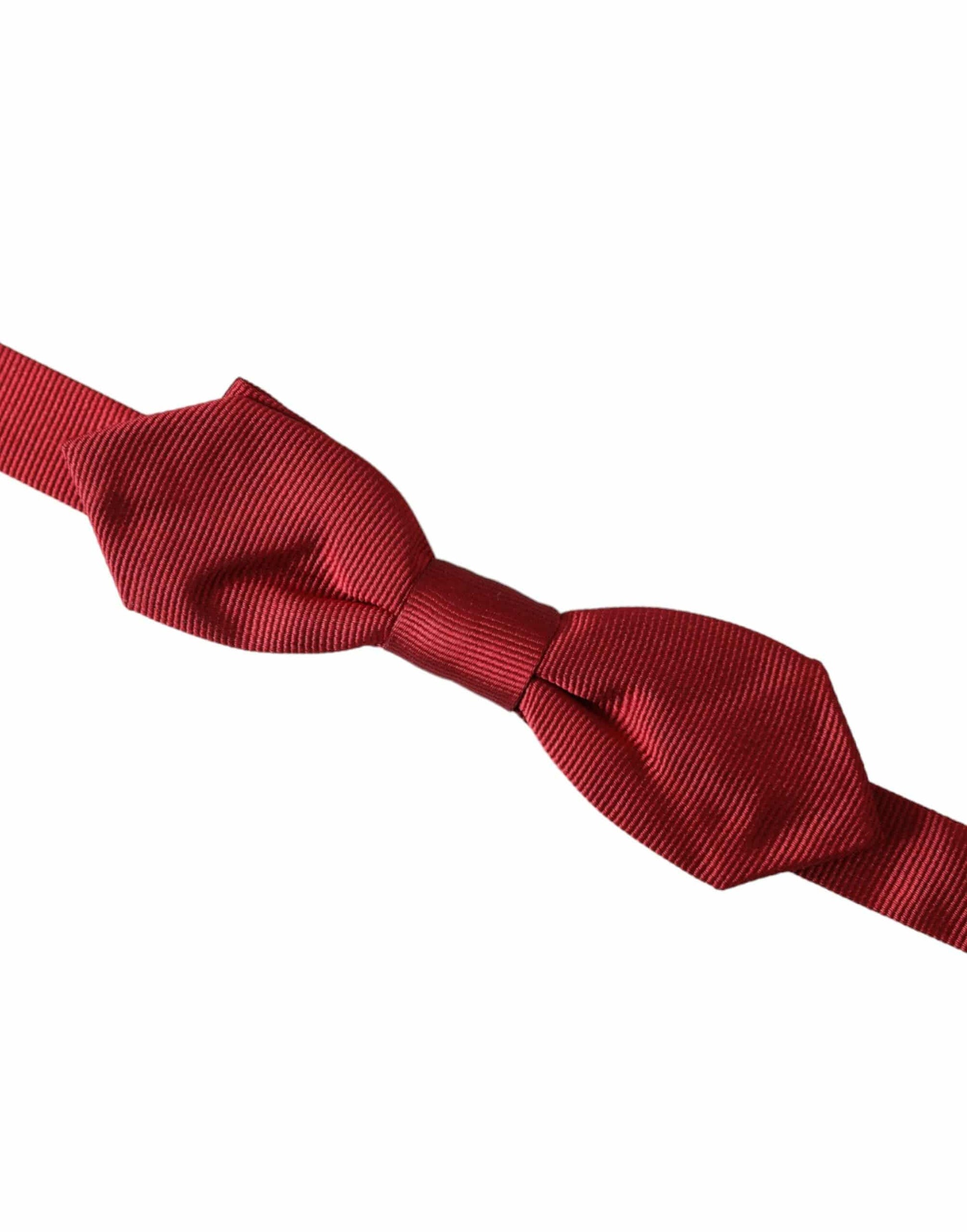 Dolce & Gabbana Red Silk Jacquard Adjustable Neck Men Bow Tie - ACCEXO