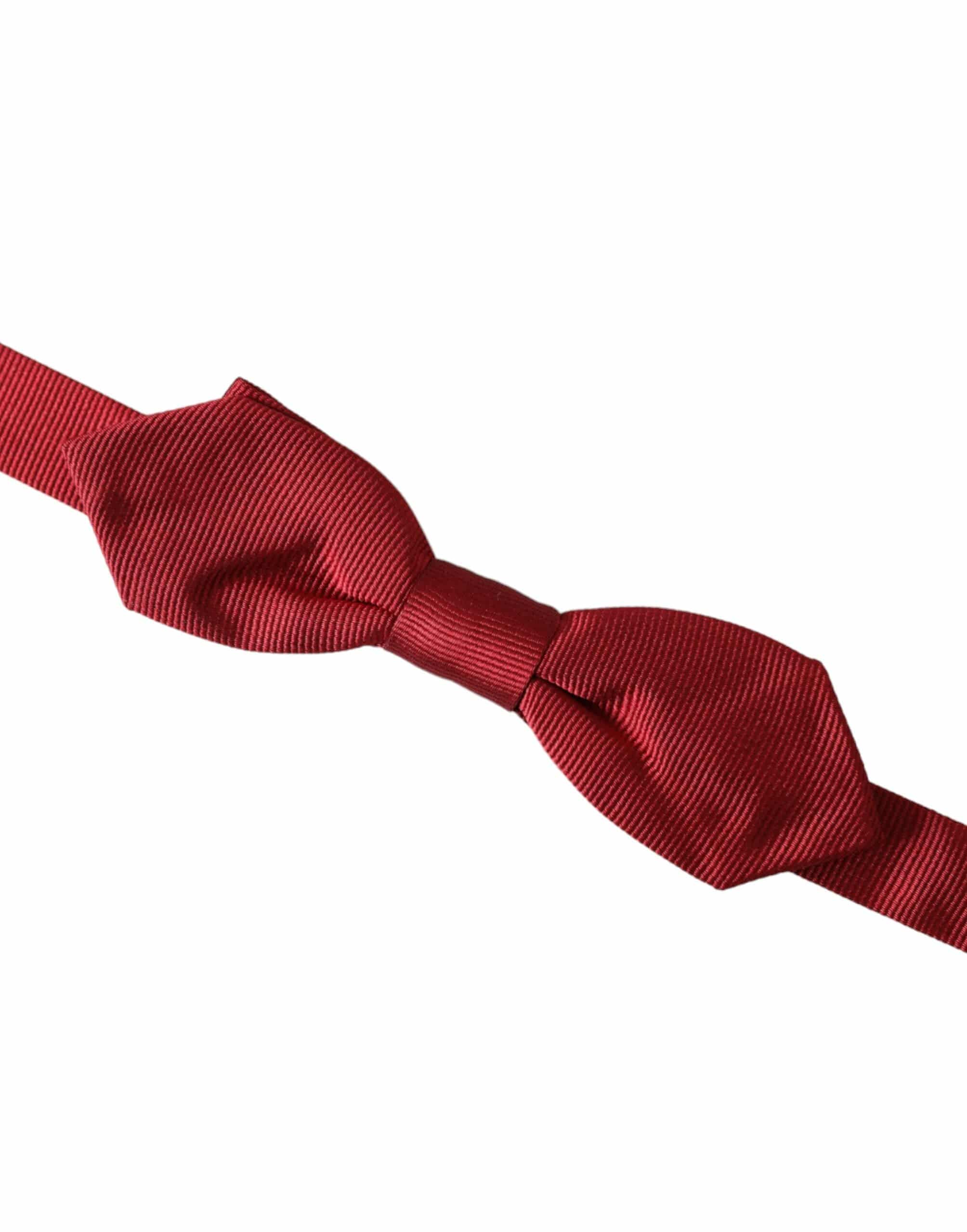 Dolce & Gabbana Red Silk Jacquard Adjustable Neck Men Bow Tie - ACCEXO
