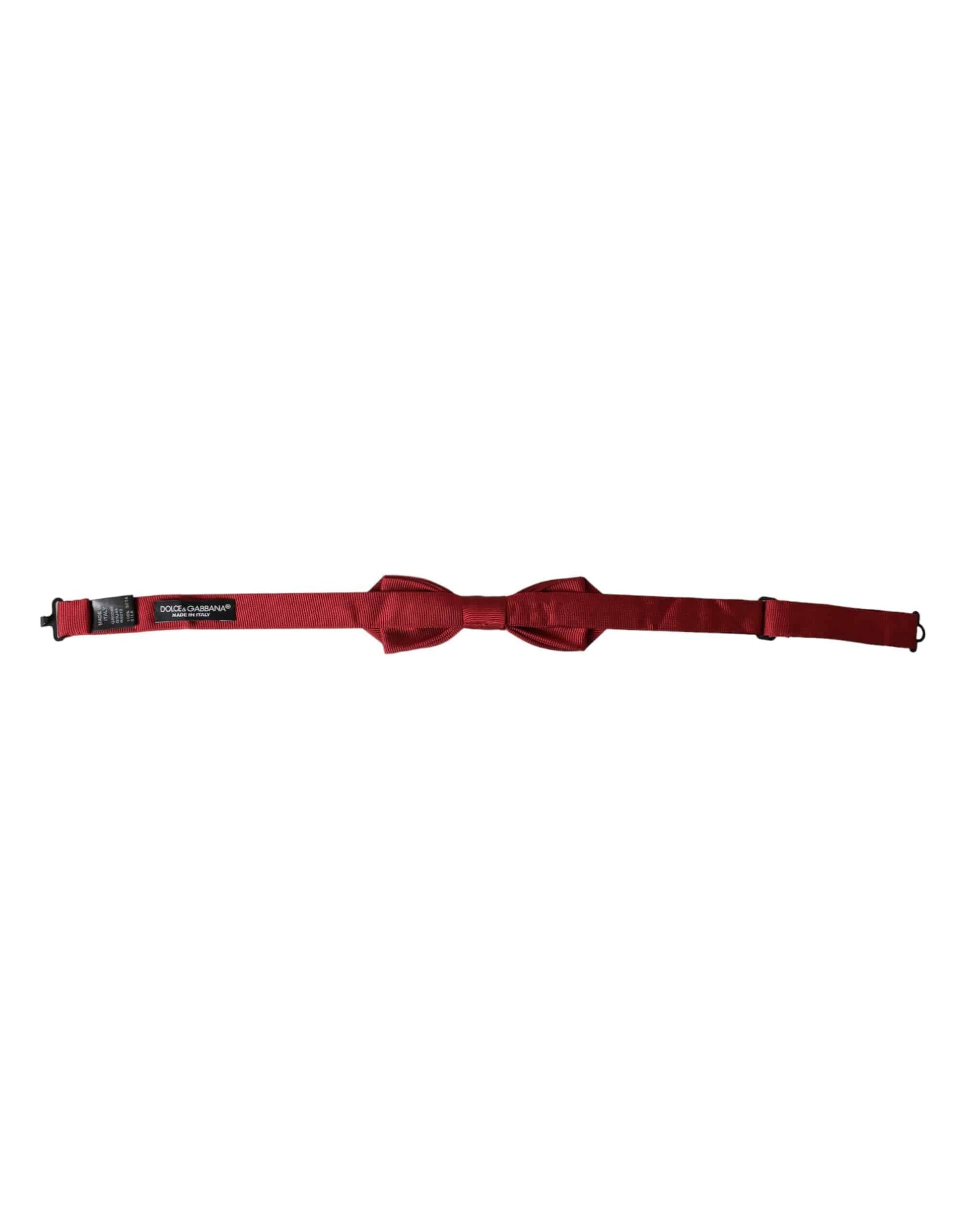 Dolce & Gabbana Red Silk Jacquard Adjustable Neck Men Bow Tie - ACCEXO