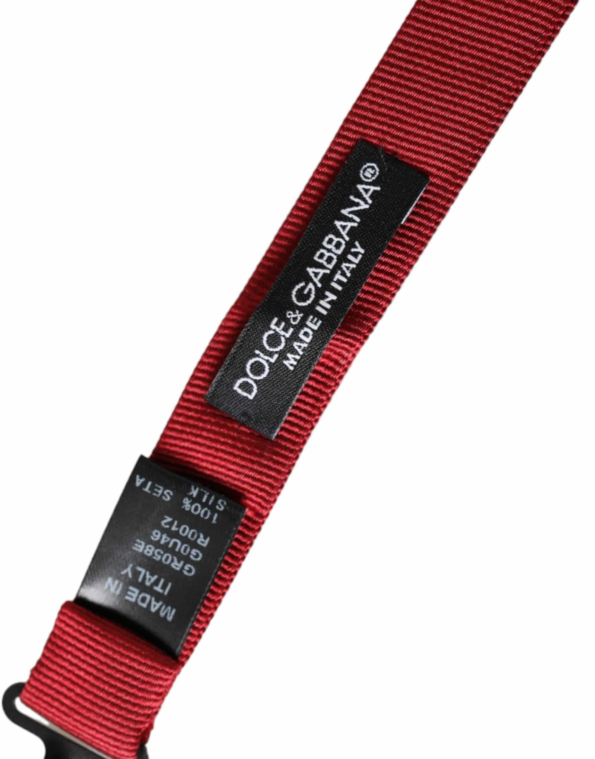Dolce & Gabbana Red Silk Jacquard Adjustable Neck Men Bow Tie - ACCEXO