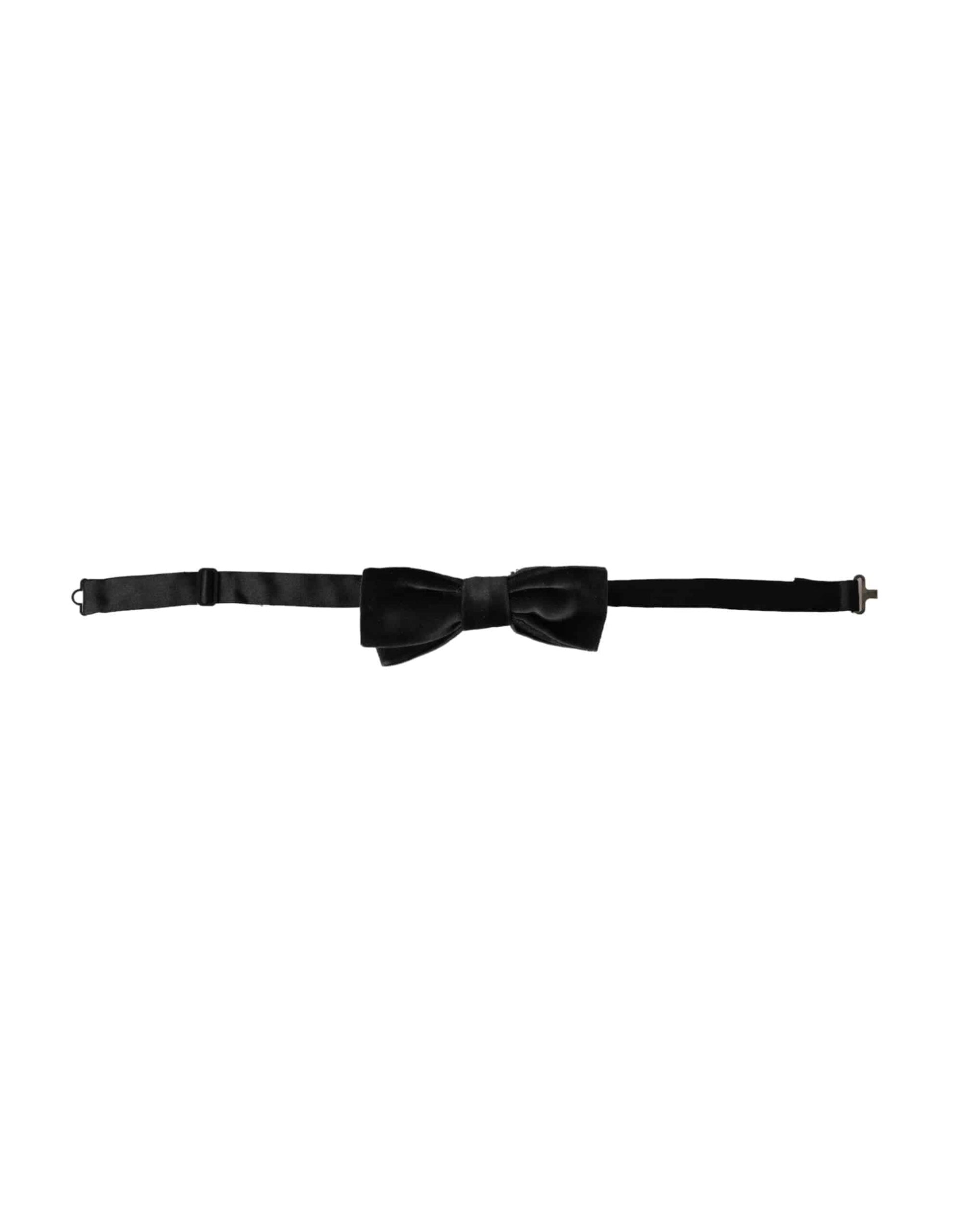 Dolce & Gabbana Black Velvet Cotton Adjustable Neck Men Bow Tie - ACCEXO